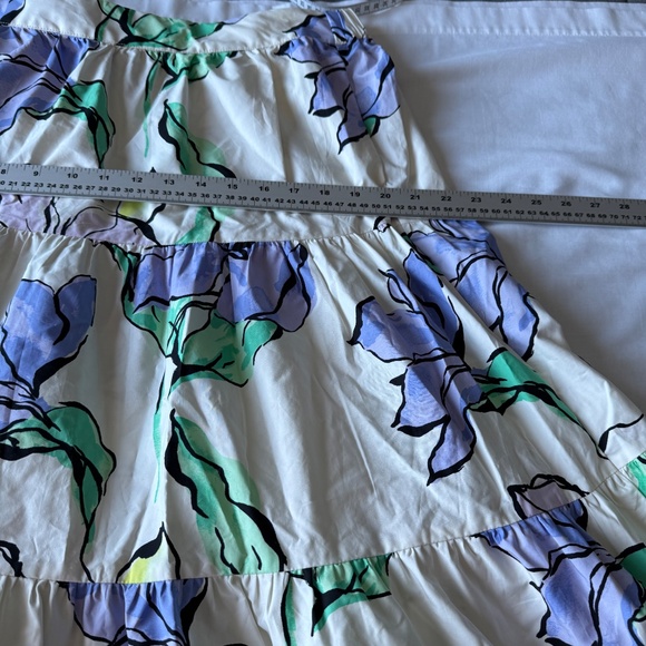 Women's Floral Pull On Elastic Waist Flared Tiered Maxi Skirt White Large Boho - Picture 9 of 12